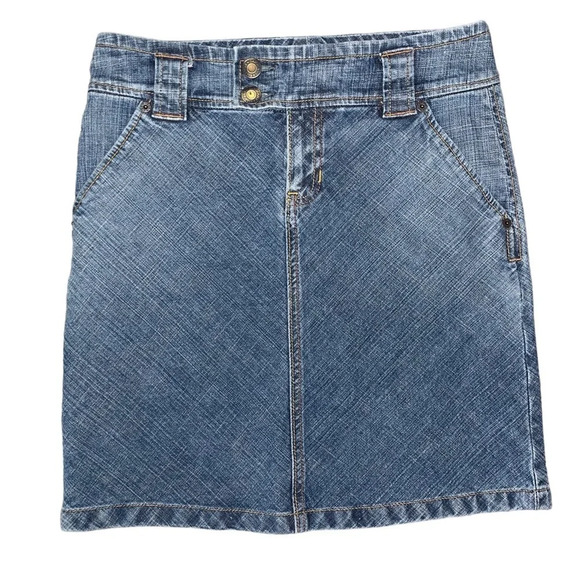 GAP Vintage Denim Pencil Skirt Size 1 High Waist Stretch Back Slit Y2K Retro - Picture 1 of 7